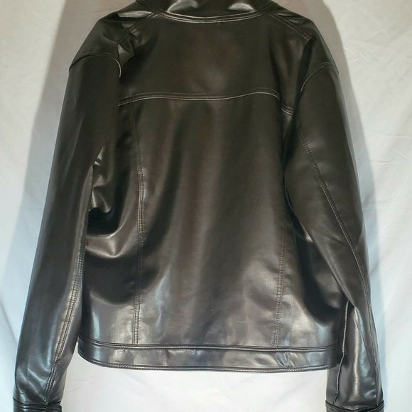 EGA EMPORIO COLLEZIONI Authentic Men's Large Brown Faux Leather Jacket - Picture 8 of 9